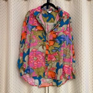Sundance Floral Joy Top Button Down Shirt 100% Cotton Colorful
Vibrant